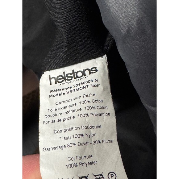 Helstons Black Heavyweight Parka Motorcycle Jacket with Faux Fur Trim Hood - Picture 10 of 13